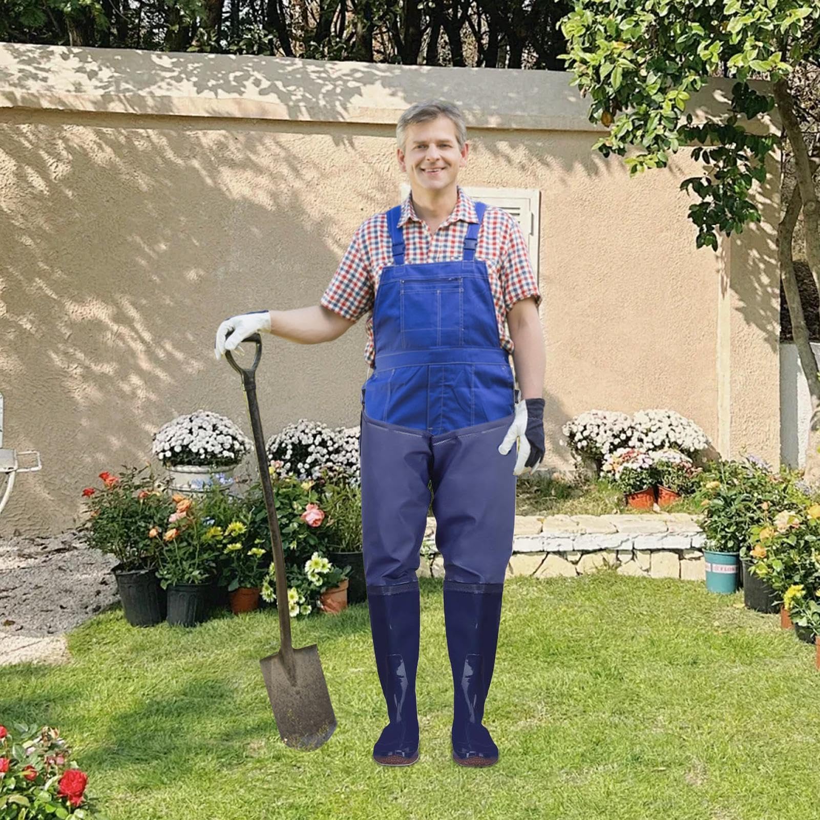 Generico Spodnie wędkarskie z butami, wodery dla mężczyzn - Piłka nożna Waders z butami | Spodnie do połowu kaczki buty wodne dla mężczyzn buty przeciwdeszczowe