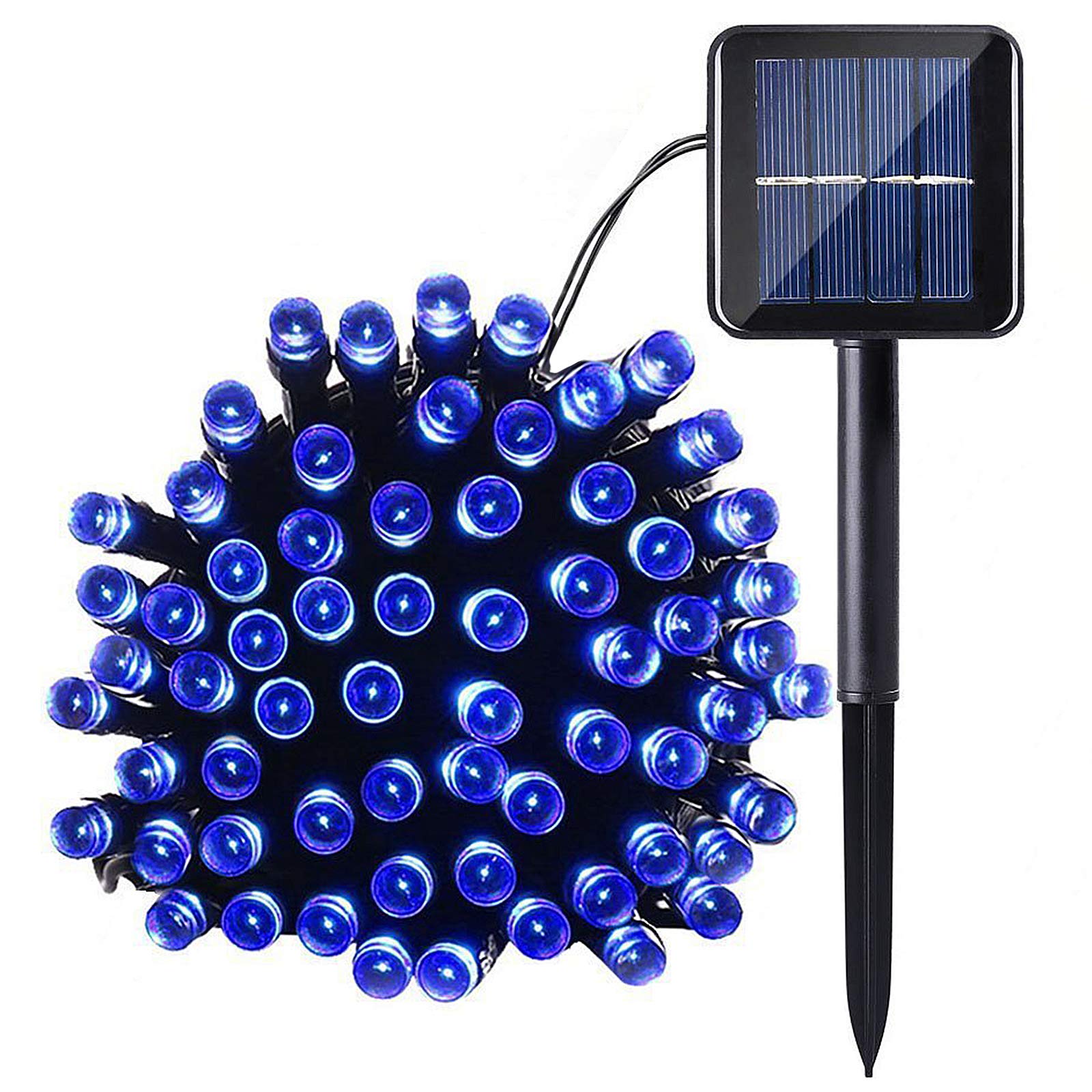 Lamker Guirnaldas Luminosas Solares Azul 5M 50LED Exterior Impermeable Cadena de Luz 8 Modos Luces de Hadas para Casa Fiestas Boda Jardín Balcón Patio Guirnalda Iluminación Decorativa