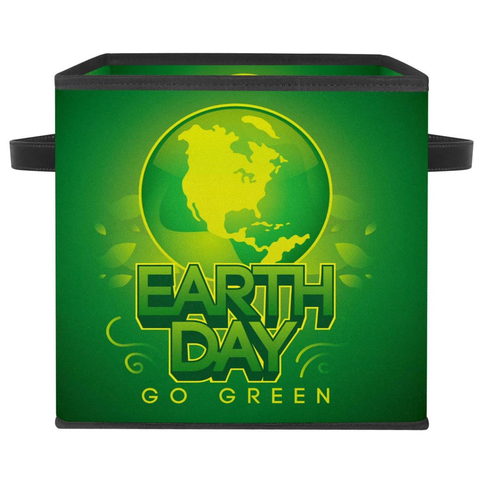 Boîte de rangement pliable cube en tissu pour placard et chambre Eart Day Go Green