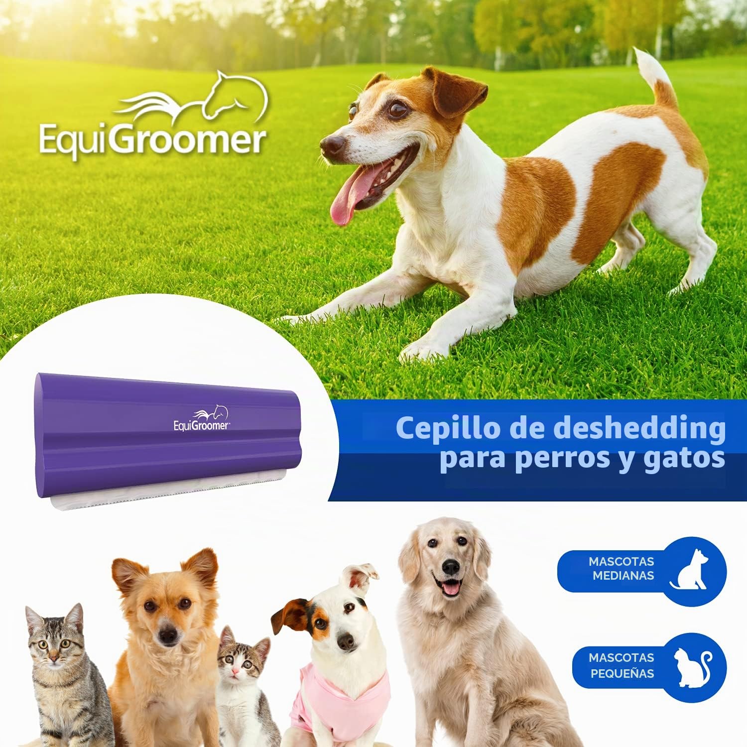 EquiGroomer Cepillo para Perros y Gatos 12,7 cm Morado