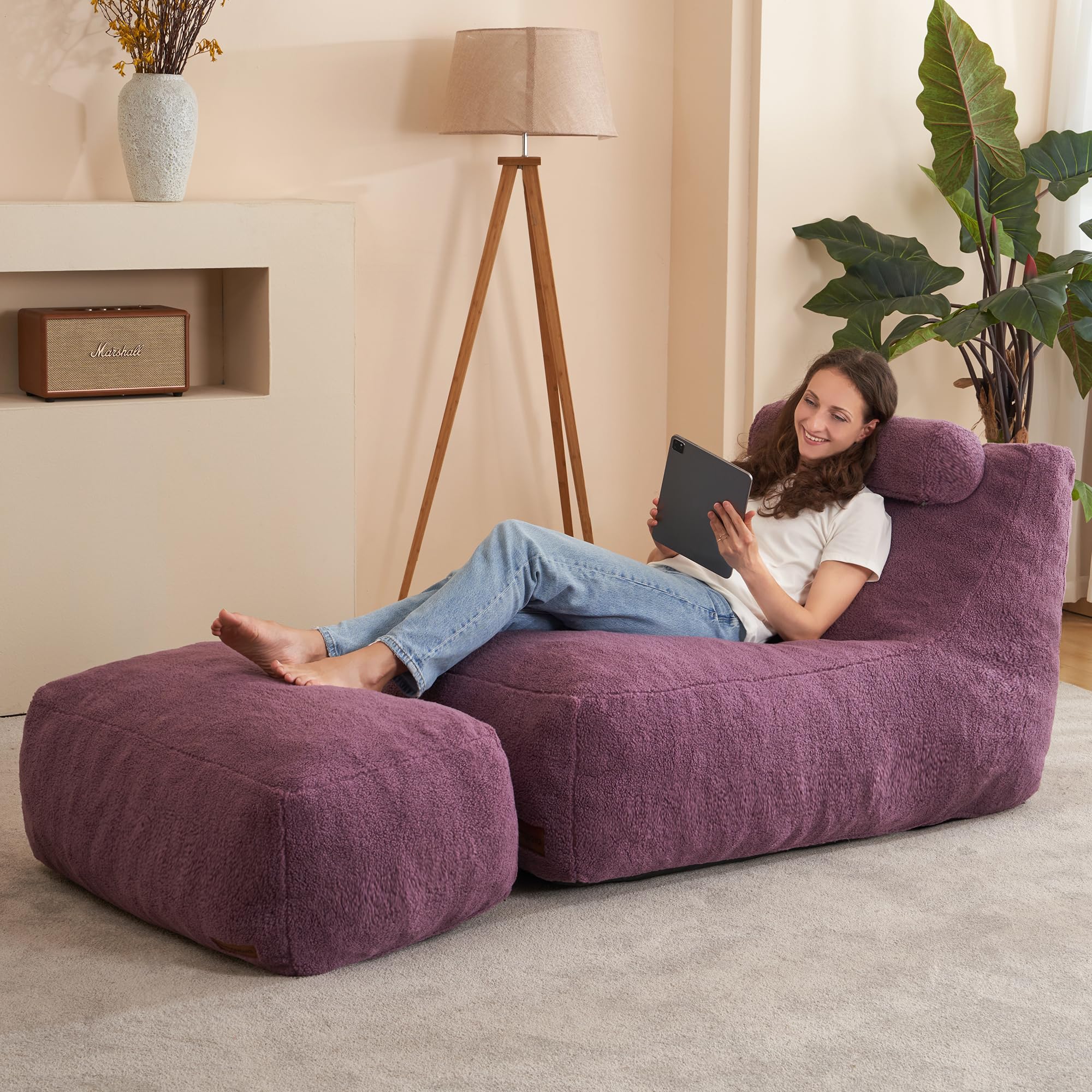 Homguava Bean Bag Chair: 3' Bean Bags With Memory Foam