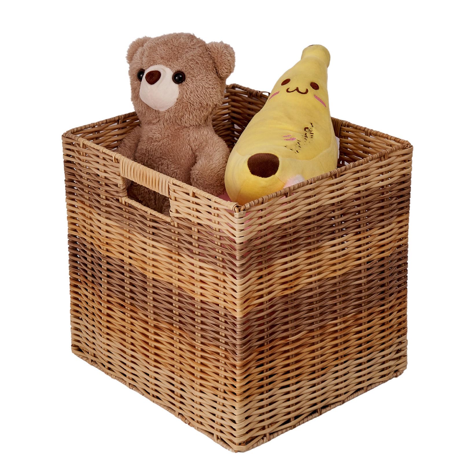 Foldable Wicker Storage Cube Baskets, Handwoven Wicker Storage Cube, 32x28x30cm Laundry Storage Box, Wardrobe Organiser Toy Storage Baskets for Shelves, For bedroom, Laundry Room, Entrance