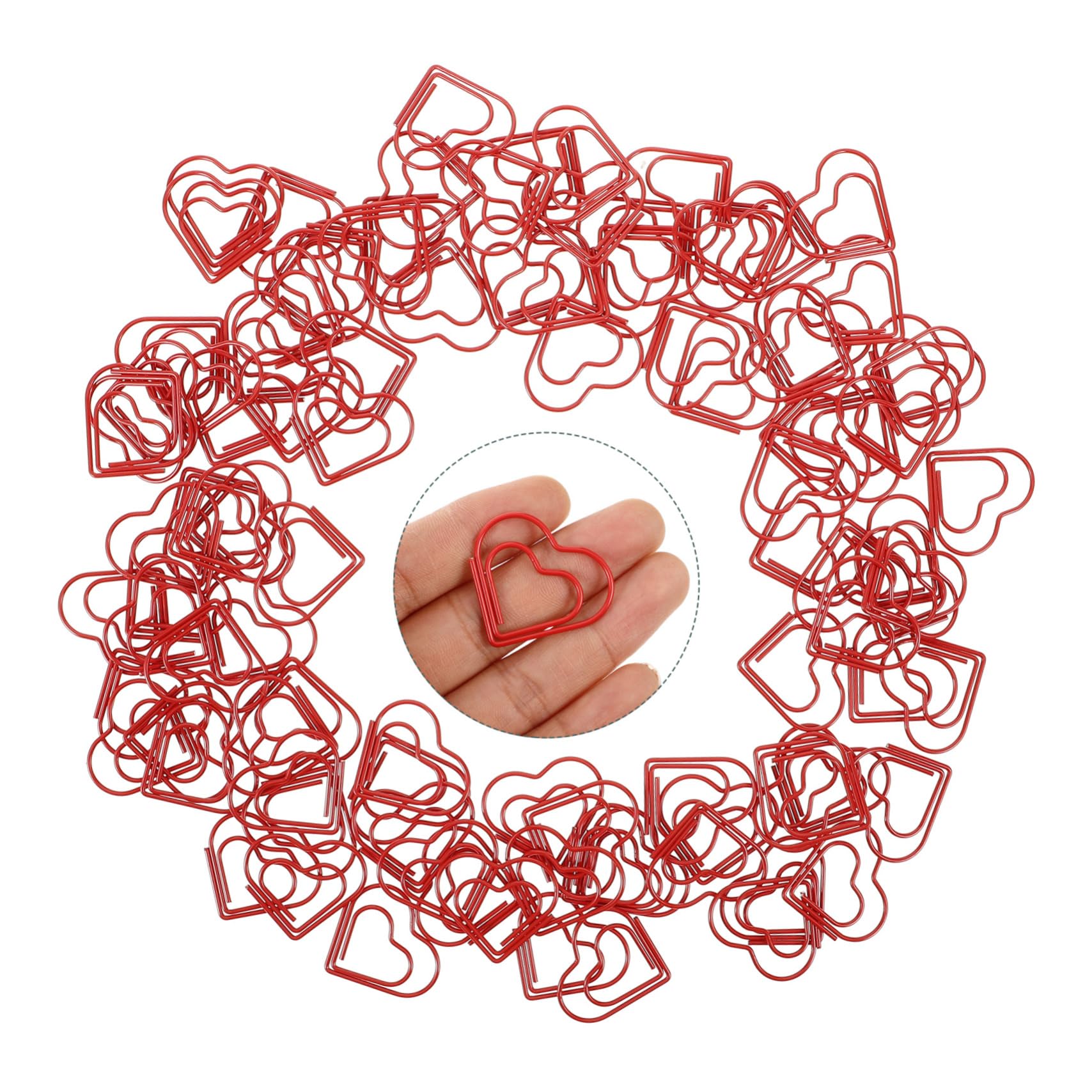 STOBOK 3 Set Di Graffette A Forma Di Cuore in Metallo Rosso A Forma Di Cuore Per Ufficio Antiscivolo Facili Da Usare Confezione Da 100 100 Pezzi*3