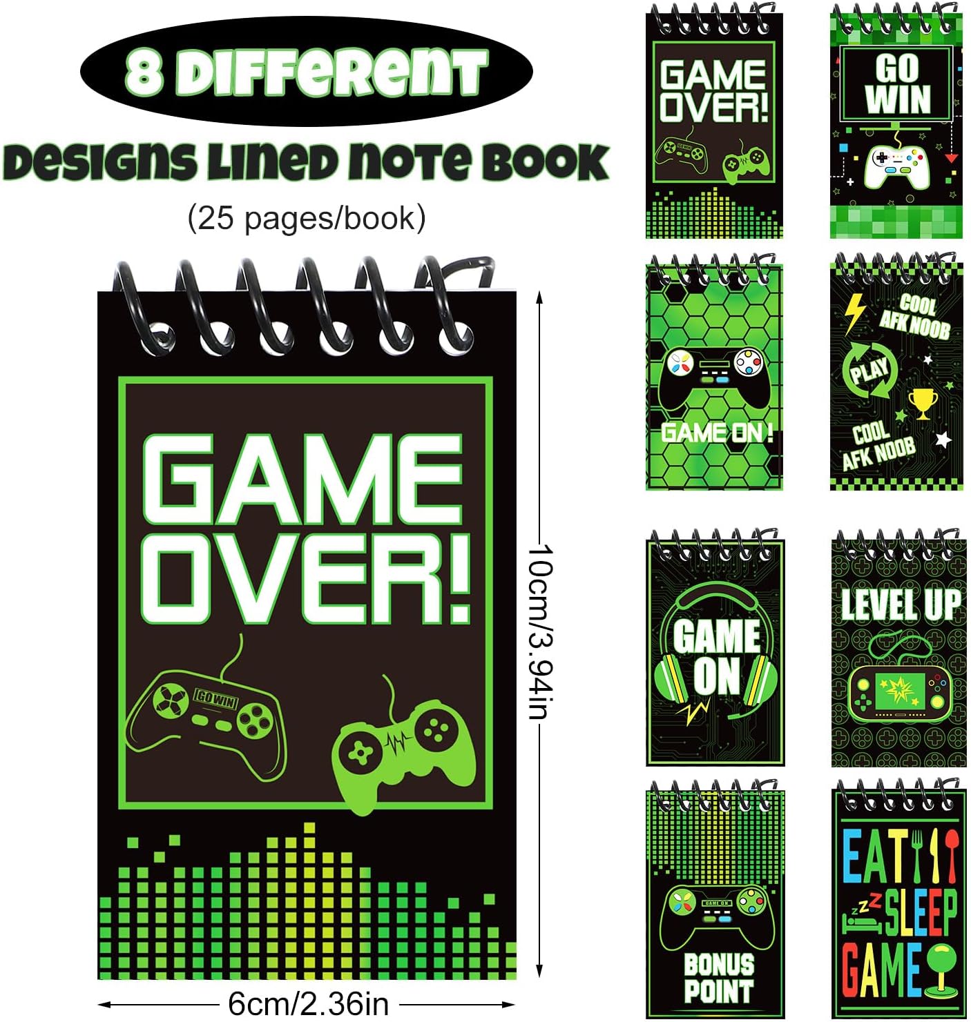 Marspark 24 Pieces Video Game Party Favors Mini Gaming Notepads Gamer Gaming Notepad Bulk Party Favors Supplies Mini Notepads Pack for Classroom Video Boys Girls Game Birthday
