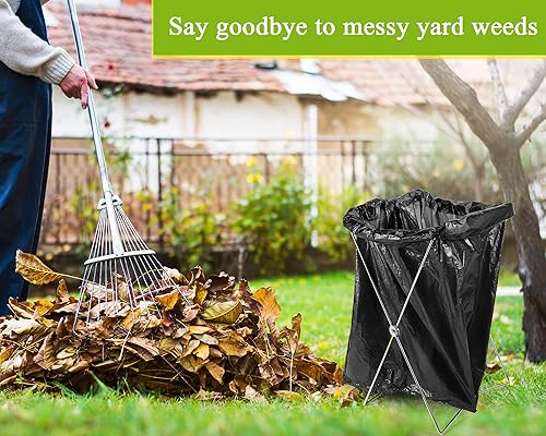 Miniatura 4 de Roshtia Soporte portátil para bolsas de basura de 2 piezas, marco de alambre de hierro plegable, estante de basura de 1 a 12 galones, estante