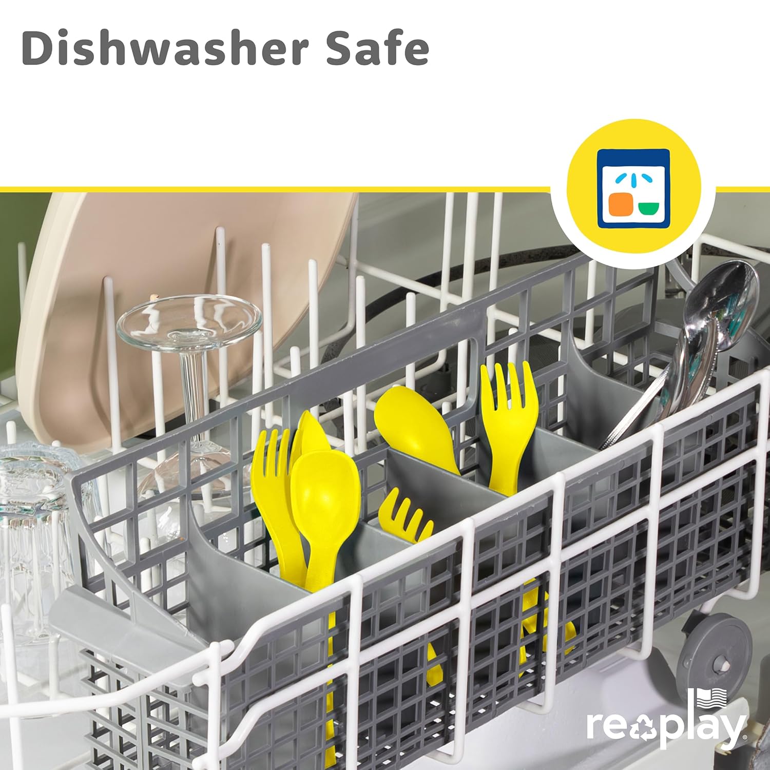 RE-PLAY Made in USA 8pk Toddler Feeding Utensils Spoon and Fork Set | Eco Friendly Recycled Milk Jugs - Virtually Indestructible | Red, Yellow, Lime Green, Sky Blue (Preschool) - Image 7