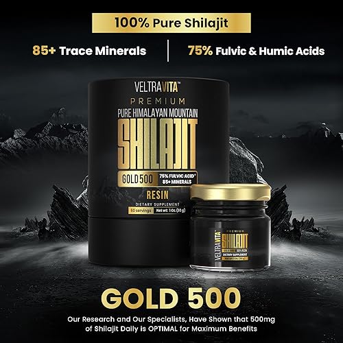 Miniatura 2 de Resina Shilajit del Himalaya 100% pura oro 500 orgánico  75% de ácido fúlvico de alta potencia, ácido húmico y más de 85 oligominerales  Energía