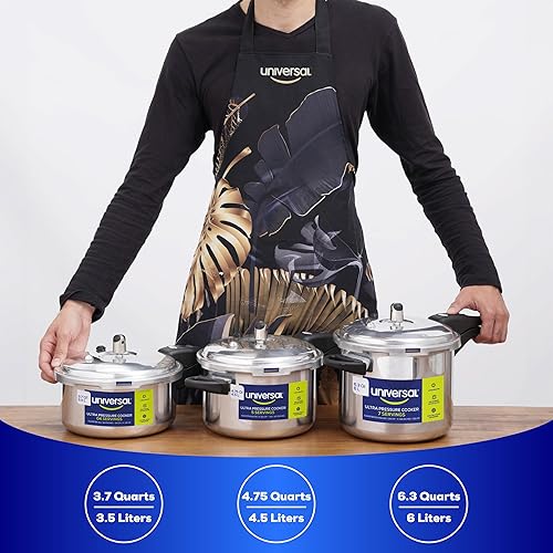 Miniatura 5 de Universal (4.75 cuartos / 4.5 litros) Olla a Presión Ultra Anti-Óxido, Olla a Presión de Aluminio para 5 porciones, Distribución Uniforme del Calor