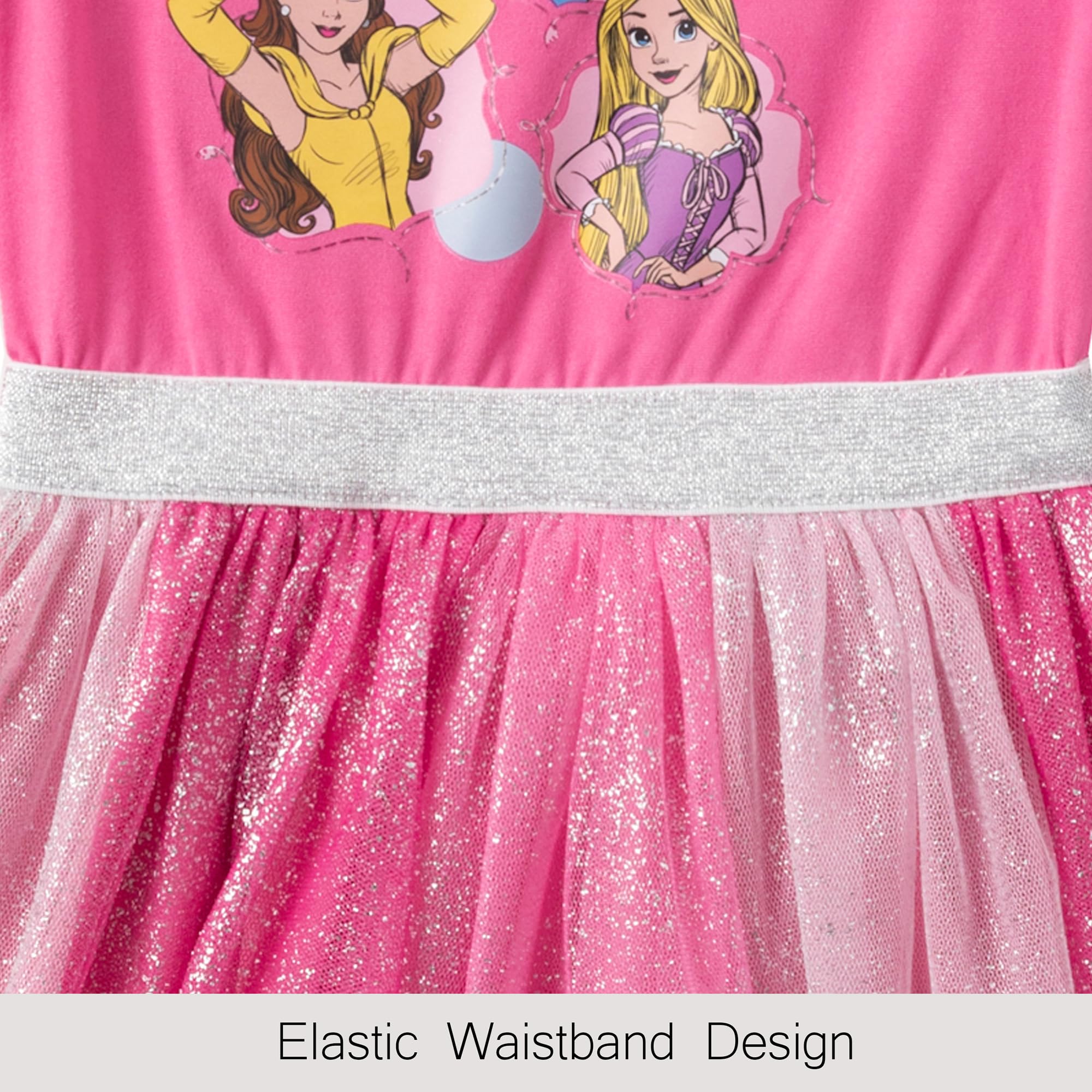 Disney Prinzessin Cinderella, Belle und Rapunzel Mädchen Langarm Kleid für Kleinkinder und große Kinder - Rosa