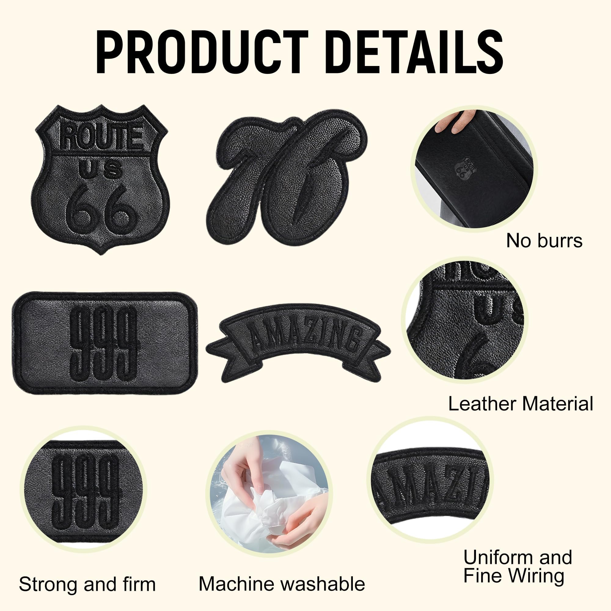 Black Patches for Clothes, Leather Repair Patch, 4 Pcs Black Self-Adhesive Repair Patches - No-Sew Fabric Stickers for Down Jackets, Leather Coats, Bags & Clothing 2