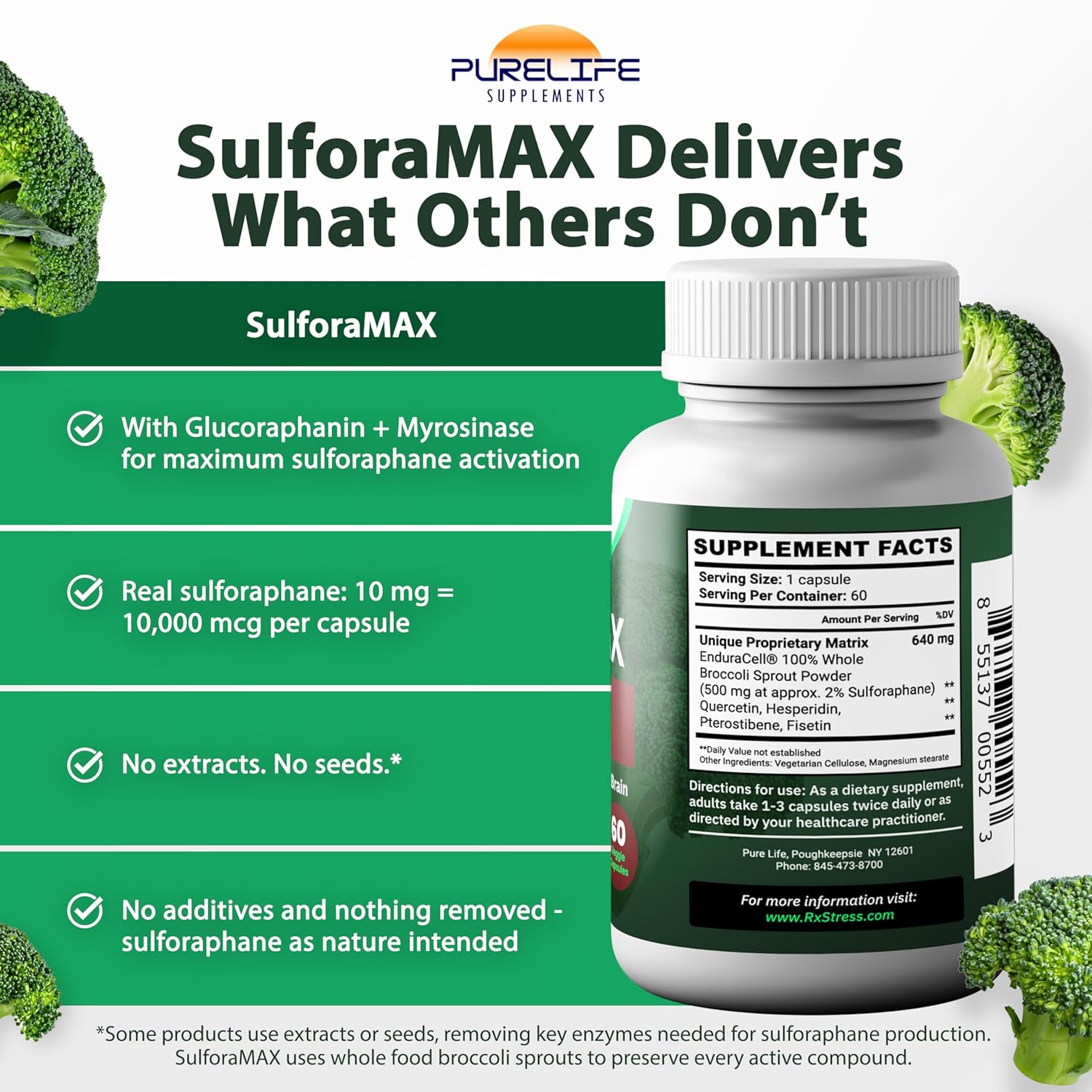 SulforaMAX (60 Capsules) - Sulforaphane Broccoli Immunity Supplement - Immune Support, Heart, Liver, Brain Health - Vegan, Vegetarian, Non-GMO, 10,000 MCG Sulforaphane - Image 4