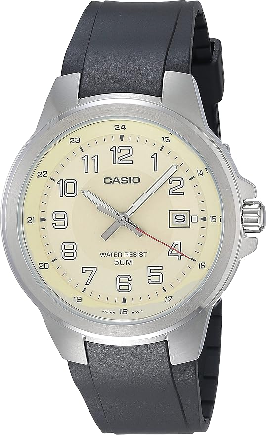 Casio MTPE190 Series | White/Black | Clean Outdoors | Date Indicator | Water Resistant | Analog Watch