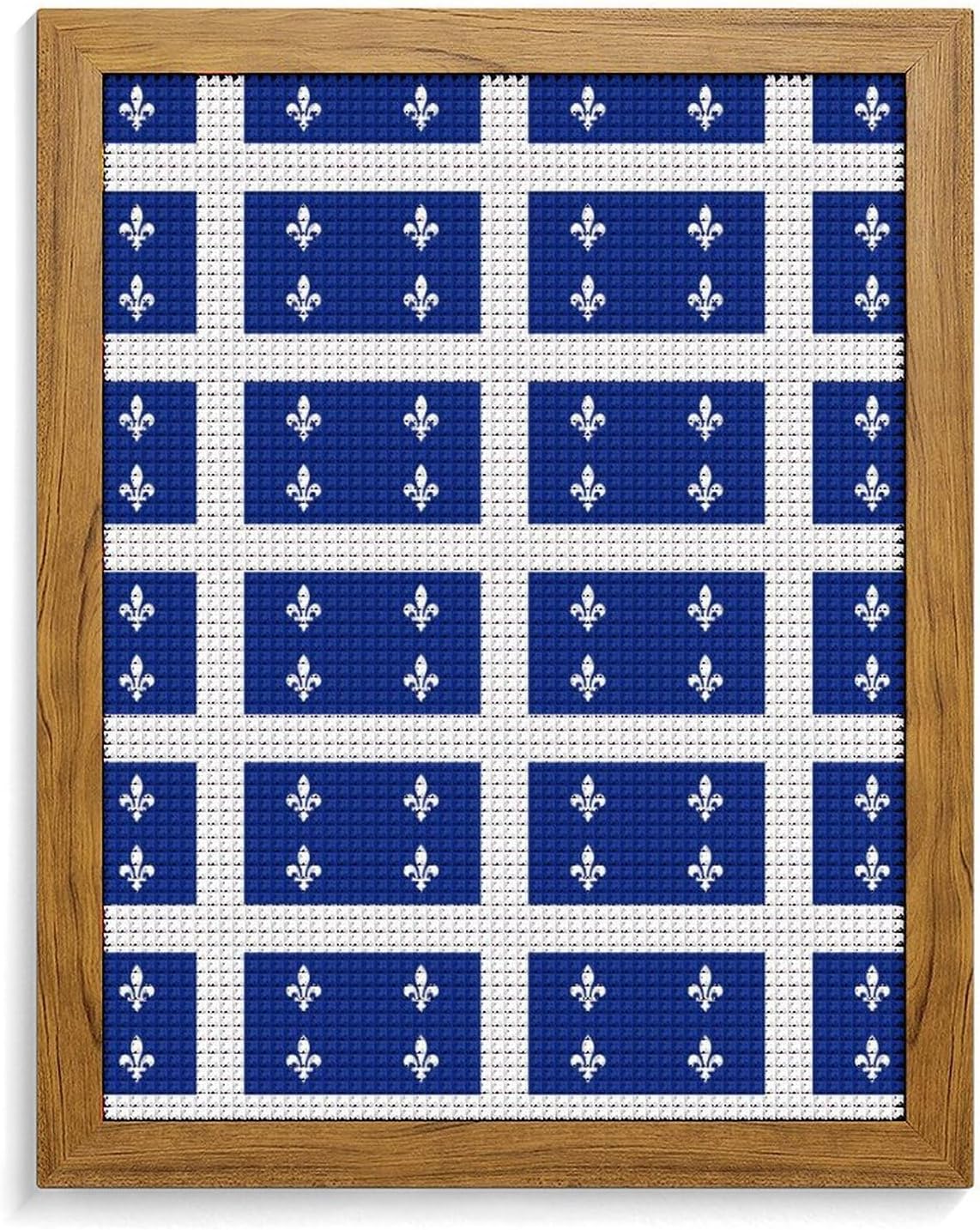 Flag of Quebec Province Canada Diamond 5D Painting Kits with Frame DIY Full Round Drill Gem Art Crafts for Home Wall Decor 16 X 20in Yellow Wood 40 * 50cm