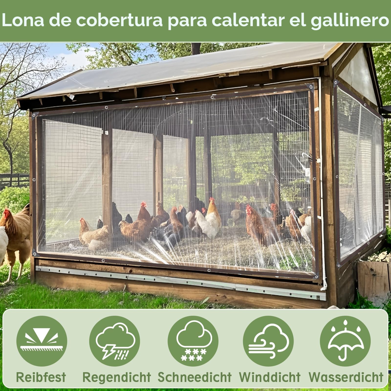 Lona Transparente Impermeable Exterior con Ojales plasticos para invernaderos Blanco Mallas Anti-heladas Pérgola Paneles Lasticos Toldos para Muebles Madera para Plantas Pet Hutch Roof - 3x6m
