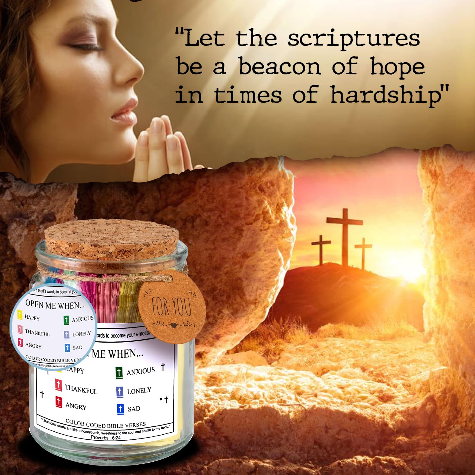 Craft Your Lab Bible Verse Jar - Mindfullness Christian Gifts for Men & Women, Gift Idea for Birthdays, Graduations, Baptisms, Mothers Day, Fathers Day (Gift Ready with Bookmark & Ribbon) - Image 9