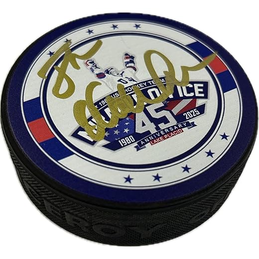 Jack O'Callahan U.S. United States Hockey 45th Anniversary (1980-2025) Hockey Puck Hand Signed - Collectible Memorabilia, Makes a Great Gift