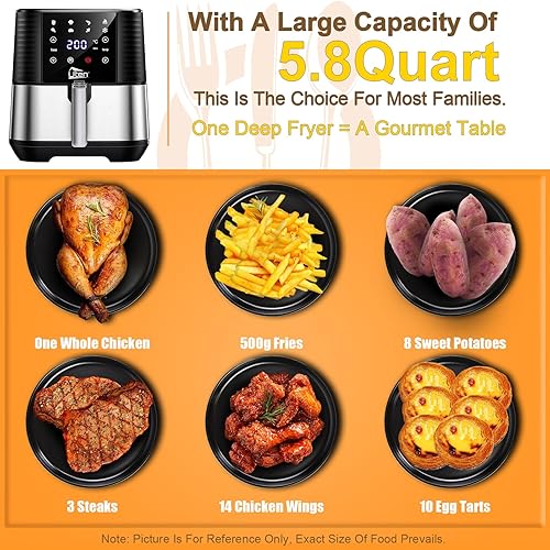 Miniatura 3 de Freidora de aire de 5.5 L, cocina eléctrica sin aceite con pantalla táctil digital LED, cocina caliente Uten 7 en 1, olla antiadherente grande de