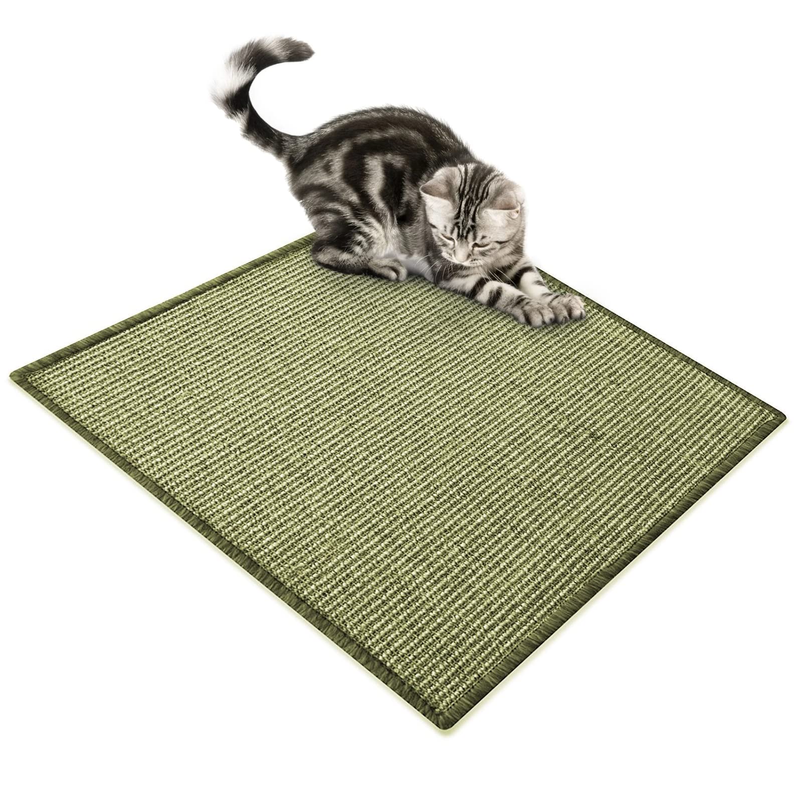 FLODI. Natural Sisal Cat Scratch Mat (160 x 240 cm, Green) Non-Slip Scratching Pad for Cats and Kittens, Protects Carpets and Furniture, Cat Claw Mat for Indoor Cats