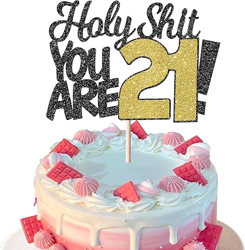Holy Shit You are 16 - Decoración para tartas de 16 cumpleaños con purpurina para dulces 16, dieciséis saludos a 16 años, suministros de decoración