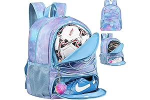 Sports Backpack for Girls: Basketball Soccer Ball Bag Backpack with Ball & Shoes Compartment