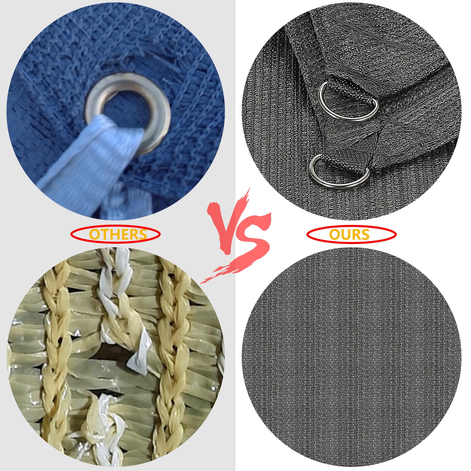 90% 3 x 9 m Rete Ombreggiante Esterno con Anelli a D | Tela Ombreggiante per Esterno, Patio, Pergola, Giardino, Cortile, Terrazzo, Portico, Grigio