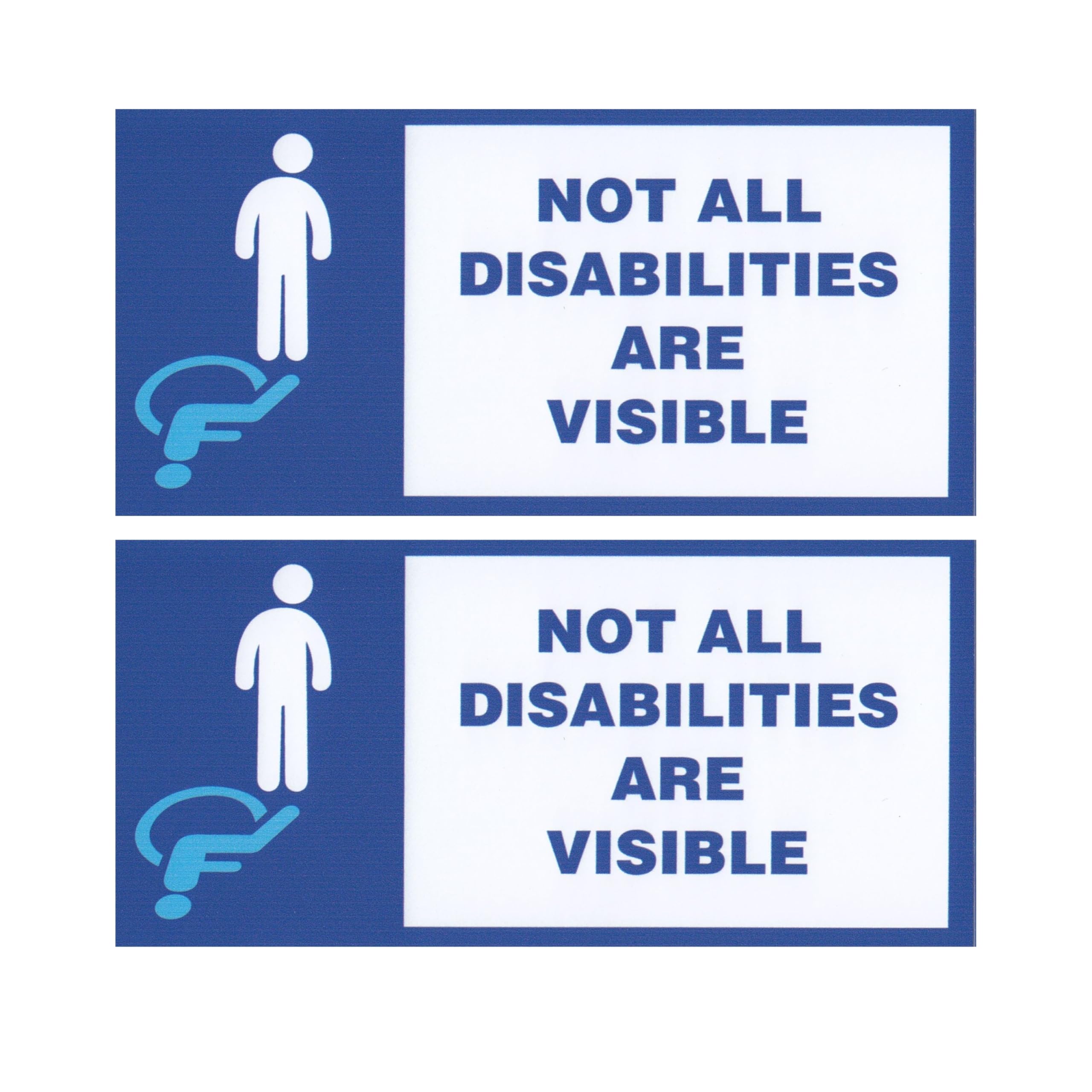 Tek Automotive Blue, White Twin Pack - Not All Disabilities Are Visible Car Sticker | 20X9.5cm Vinyl Decal | Disabled Car Stickers For Inside Window | Self-Adhesive, Weatherproof | Disability Stickers For Cars