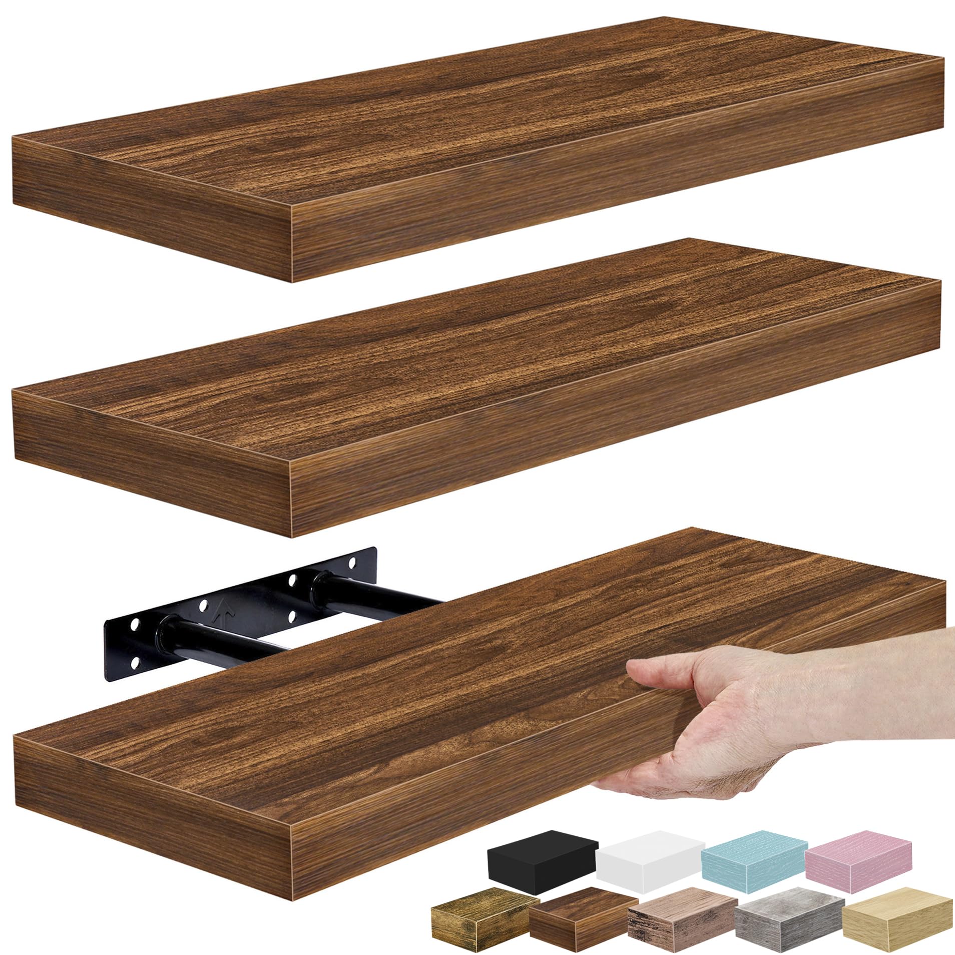 Photo 1 of ***SIMILAR ITEM***
Sorbus Floating Shelves for Wall – 16 Inch Floating Shelf for Kitchen, Bedroom, Living Room, Bathroom, Home & Wall Decor - Mounted Bathroom Shelves with Invisible Brackets (Walnut, 3 Pack)