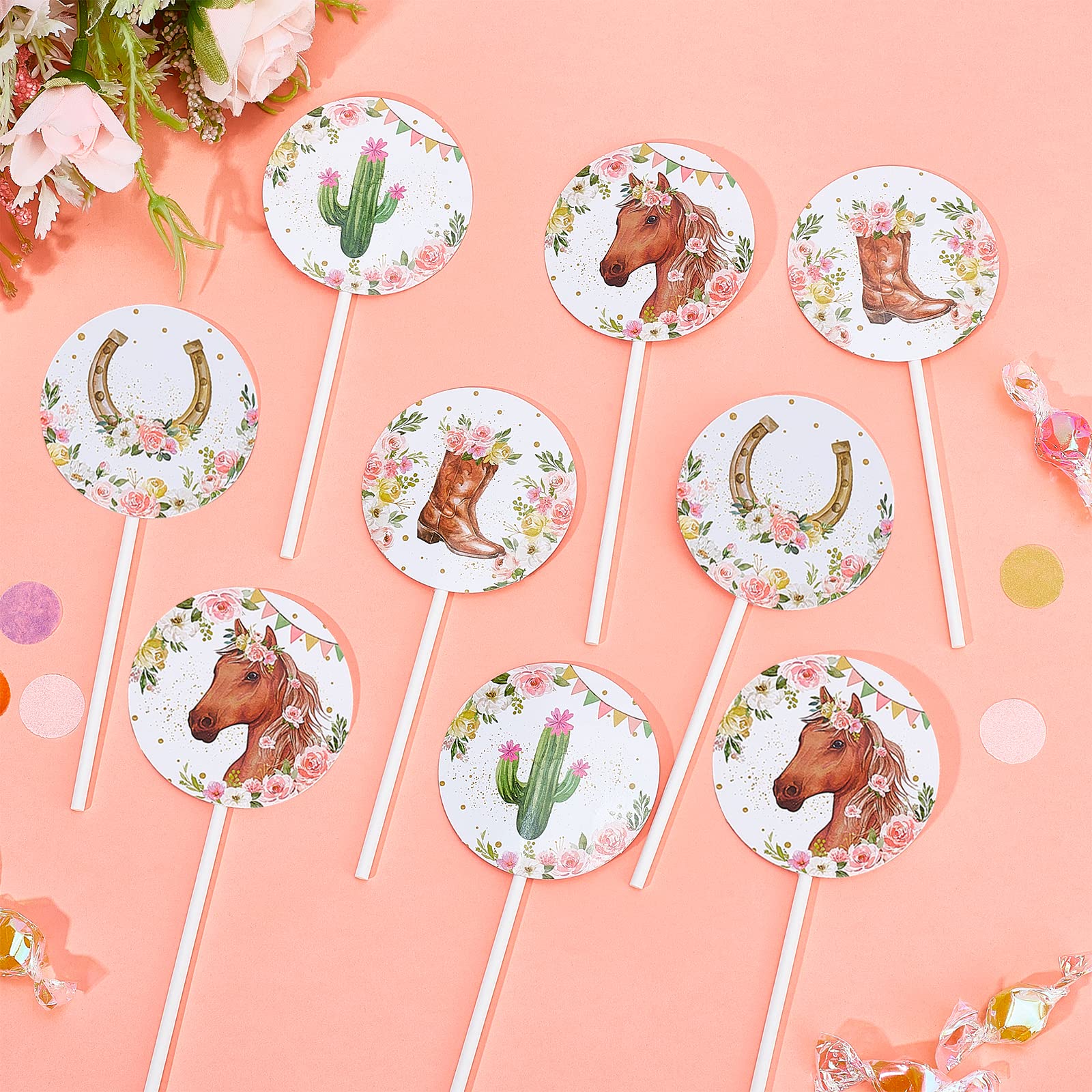 25-teilige Pferde-Kuchendekoration – Mit Tortenaufsatz & Cupcake-Toppern Für Cowgirl-Partys