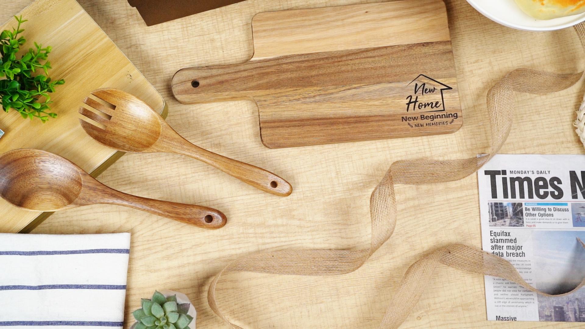 Set de 7 tablas de cortar de madera redondas miniatura 7