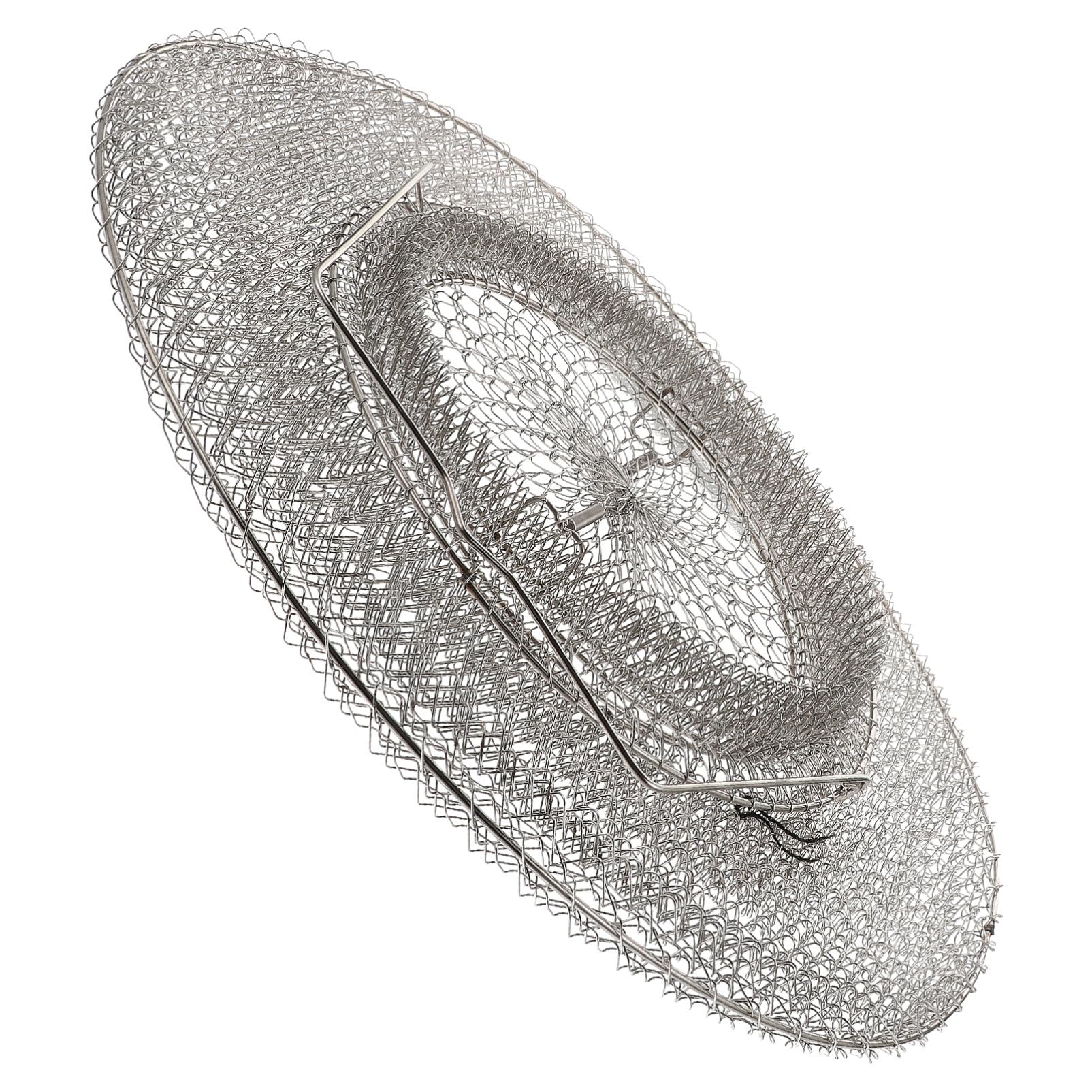 Garneck 1pc Fish Basket Stainless Steel Basket Stainless Steel Containers Folding Fishing Net Crab Live Fish Basket Collapsible Fish Basket Landing Mesh Basket Mesh Cage Fishing Bag Silver