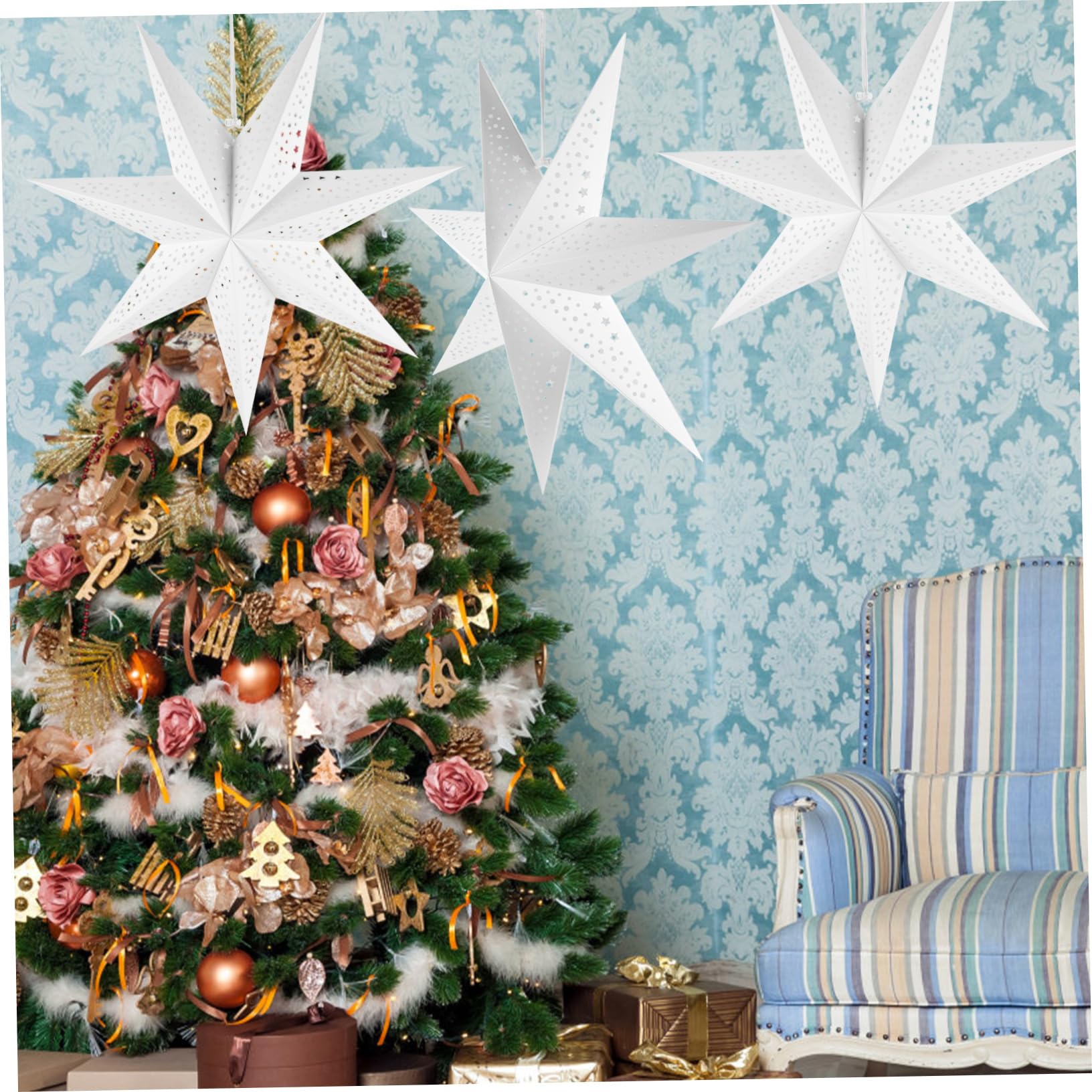 Hemobllo 9stücke Papierstern Lampenschirm Weihnachtsdeko Für Festliche Anlässe Einfach Aufzuhängen Elegantes Design Für Weihnachten Und Partys