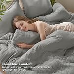 David's Home Refroidissement Muslin Comforter Set Queen Taille, Ultra Doucement 70% Coton 30% Viscose dérivée de bambou, Couche de gaze avec oreillers, léger respirant pour l'été de printemps, Gris givré