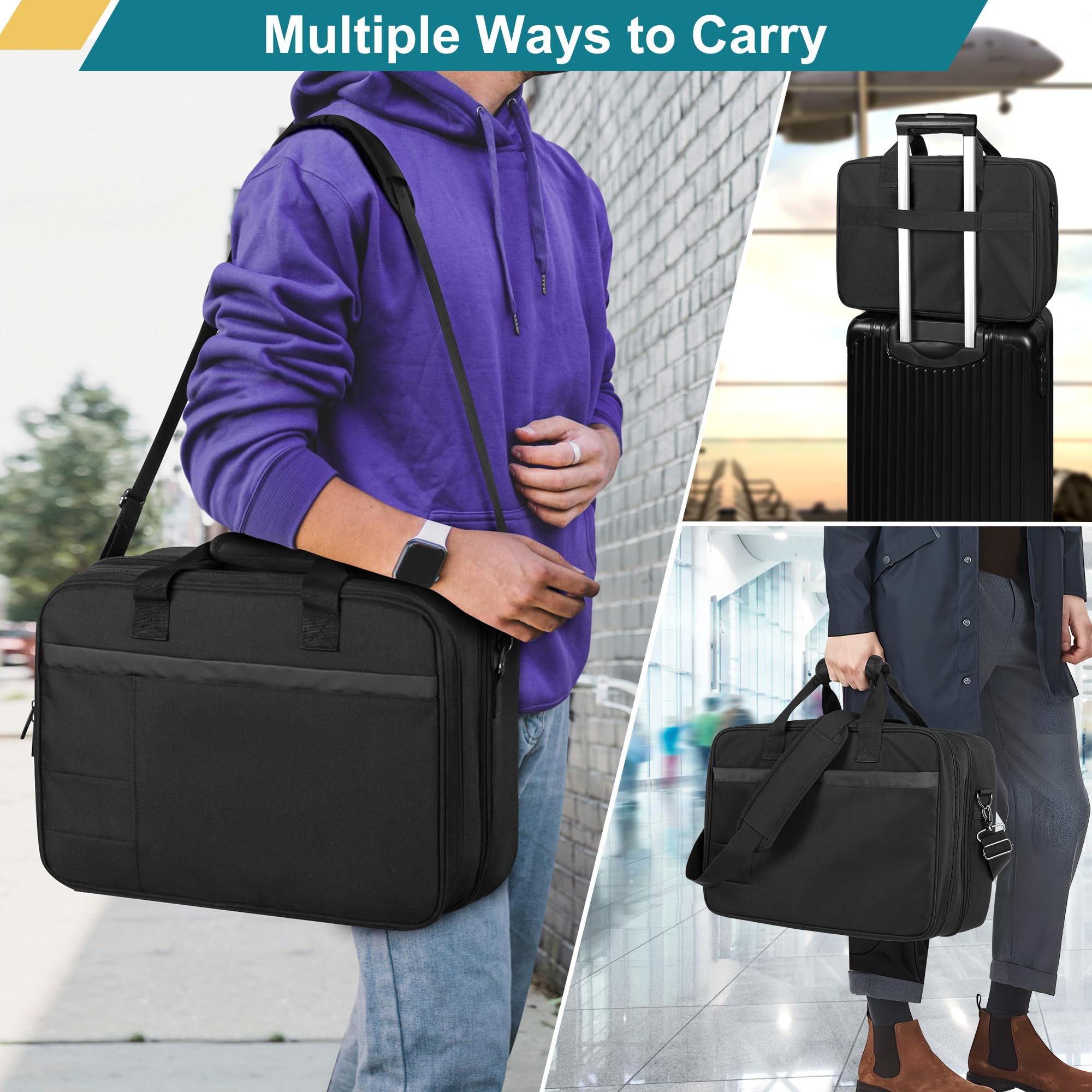 CURMIO Borsa Trasporto Proiettore con Scomparto per Laptop 15.6'', Custodia da Videoproiettore Compatibile con la Maggior Parte dei Proiettori Principali, Solo Borsa, Nero