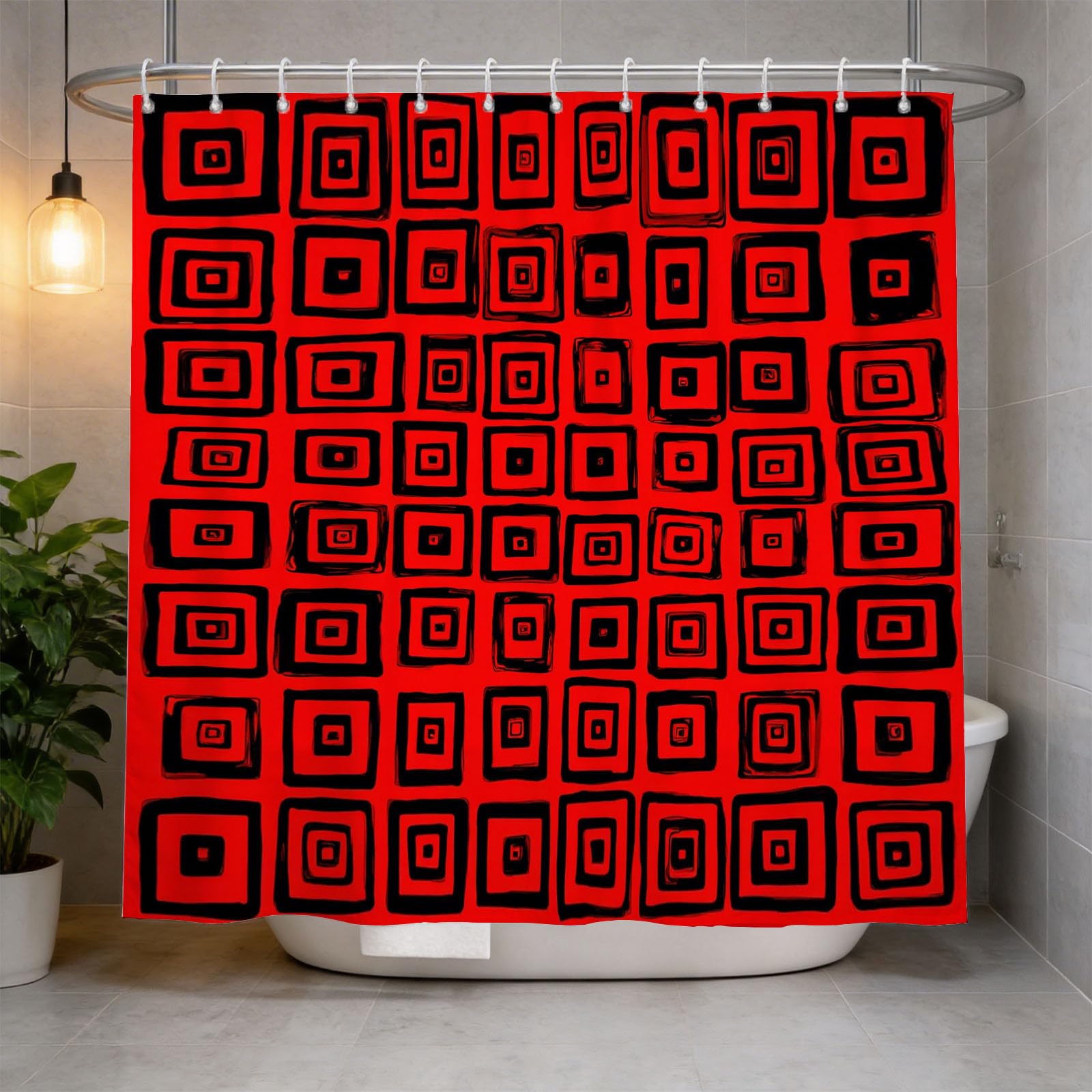 Hongduo 3D Geometry Structure Shower Curtain for Stalls Bathtubs Abstract Art Bathroom Decor Shower Curtain Set Polyester Fabric Waterproof 180x180cm/71X71 Inch with Hooks