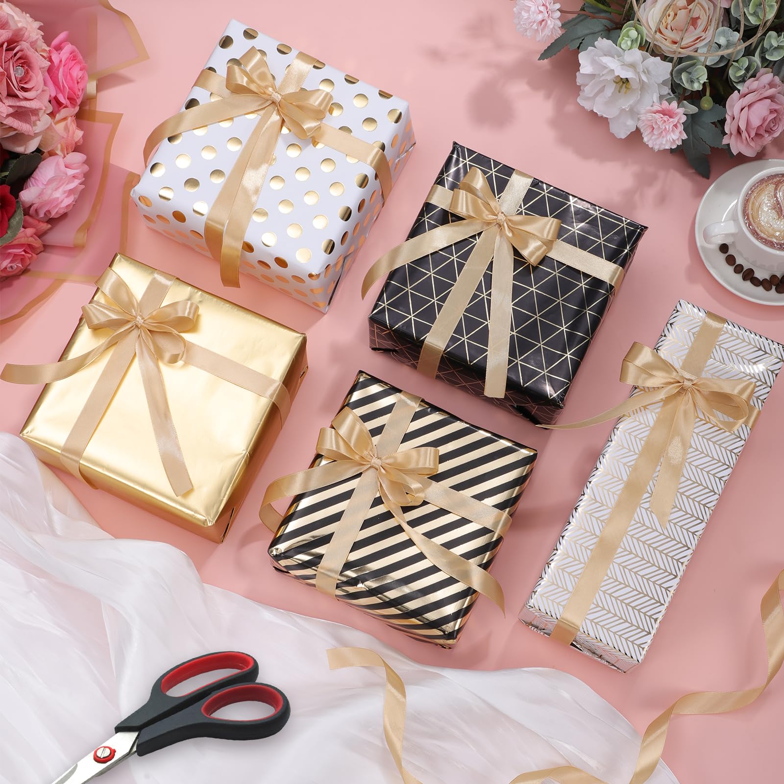 MFUSUL Cadeaupapier, set van 5 rollen, cadeaupapier voor verjaardag