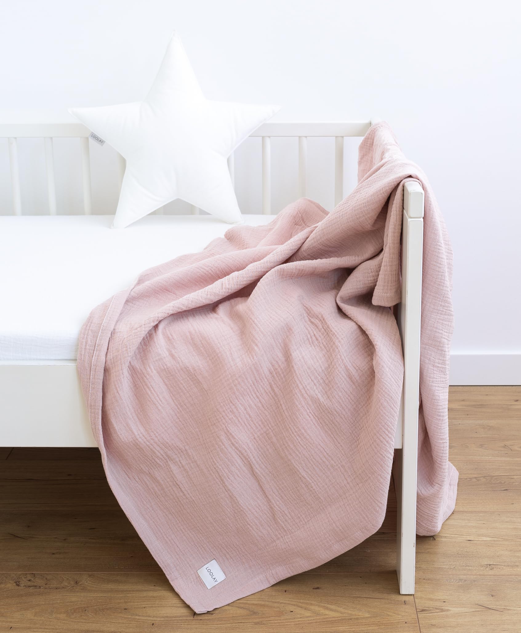 LOOLAY Musselin Decke 150x200cm 100% Europäische Baumwolle Leicht Atmungsaktiv Sommer Kinder Wickeldecke Reisedecke Strandtuch Altrosa