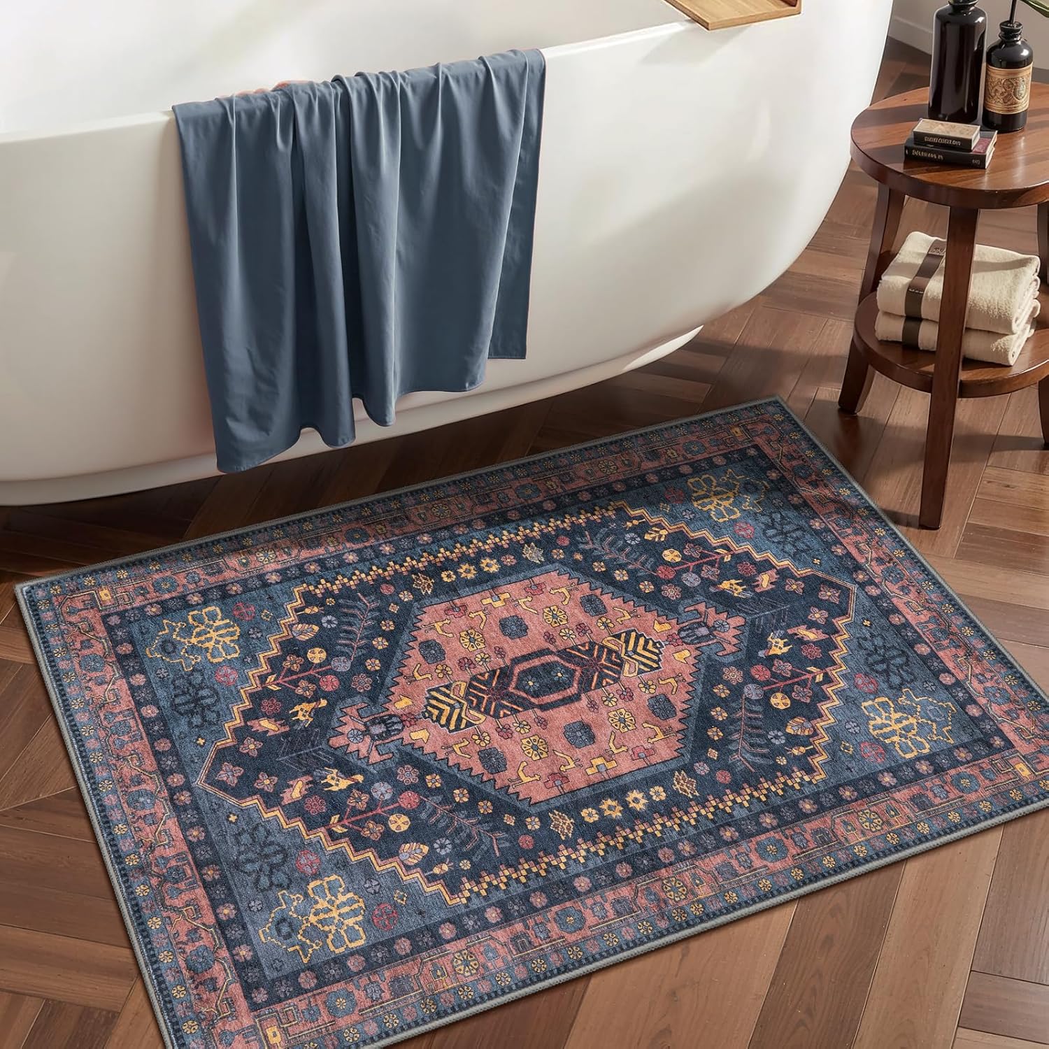 Ciicool Small Area Rug, 2x3ft Boho Rug, Ultra Soft Entry Rugs for Entryway, Non-Slip Washable Oriental Low-Pile Indoor Mat Floor Carpet for Entrance Bedroom Kitchen Bathroom Foyer Decor