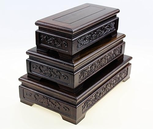 Miniatura 6 de Muebles orientales chinos de palisandro macizo Mahagony soporte de exhibición de madera base de madera rectangular con forma rectangular con
