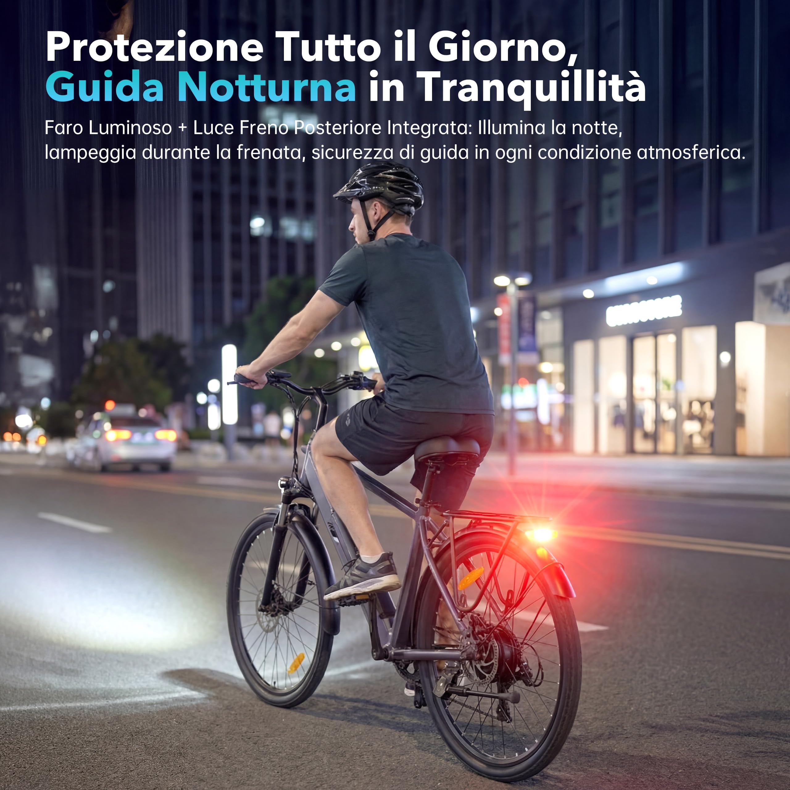 Touroll Bicicletta elettrica J2, pneumatici da 26'', batteria da 15,6 Ah, motore da 250 W e 45 Nm, autonomia di 100 km, ideale per i pendolari in città