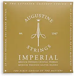 Augustine Strings Imperial Medium Tension - Cordas de guitarra clássica de nylon cristal premium - Produzidas em Nova York pelo fabricante da corda de nylon original - 1 conjunto