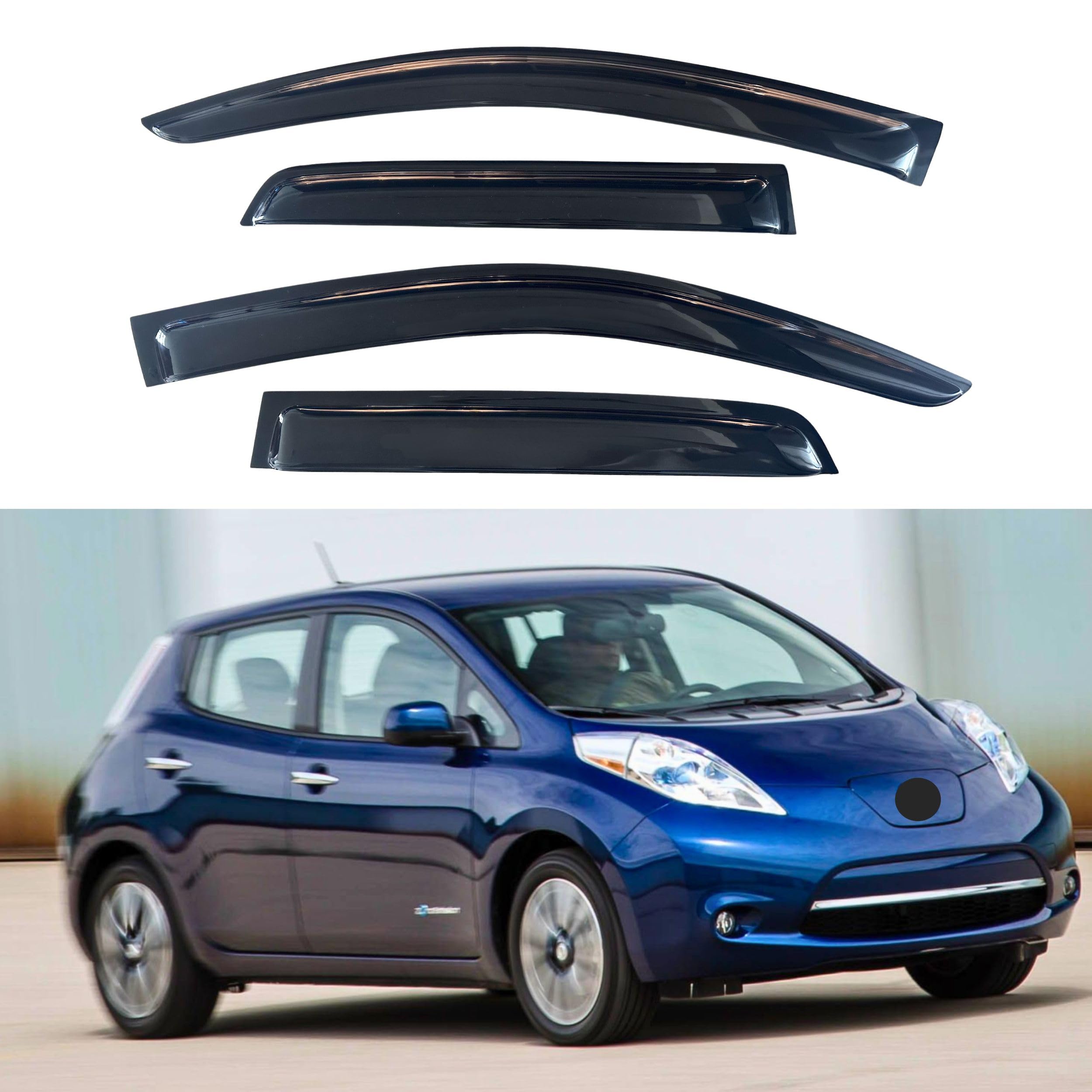 IG Window Visors Fit for 2010-2017 Nissan Leaf, Out-Channel Rain Guards Vent Wind Deflectors 4PC, Car Accessories for 10-17 Leaf