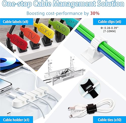 Miniatura 7 de Bandeja de organización de cables para debajo del escritorio, organizador de cables con montaje de abrazadera, sin taladro, acero al carbono, caja