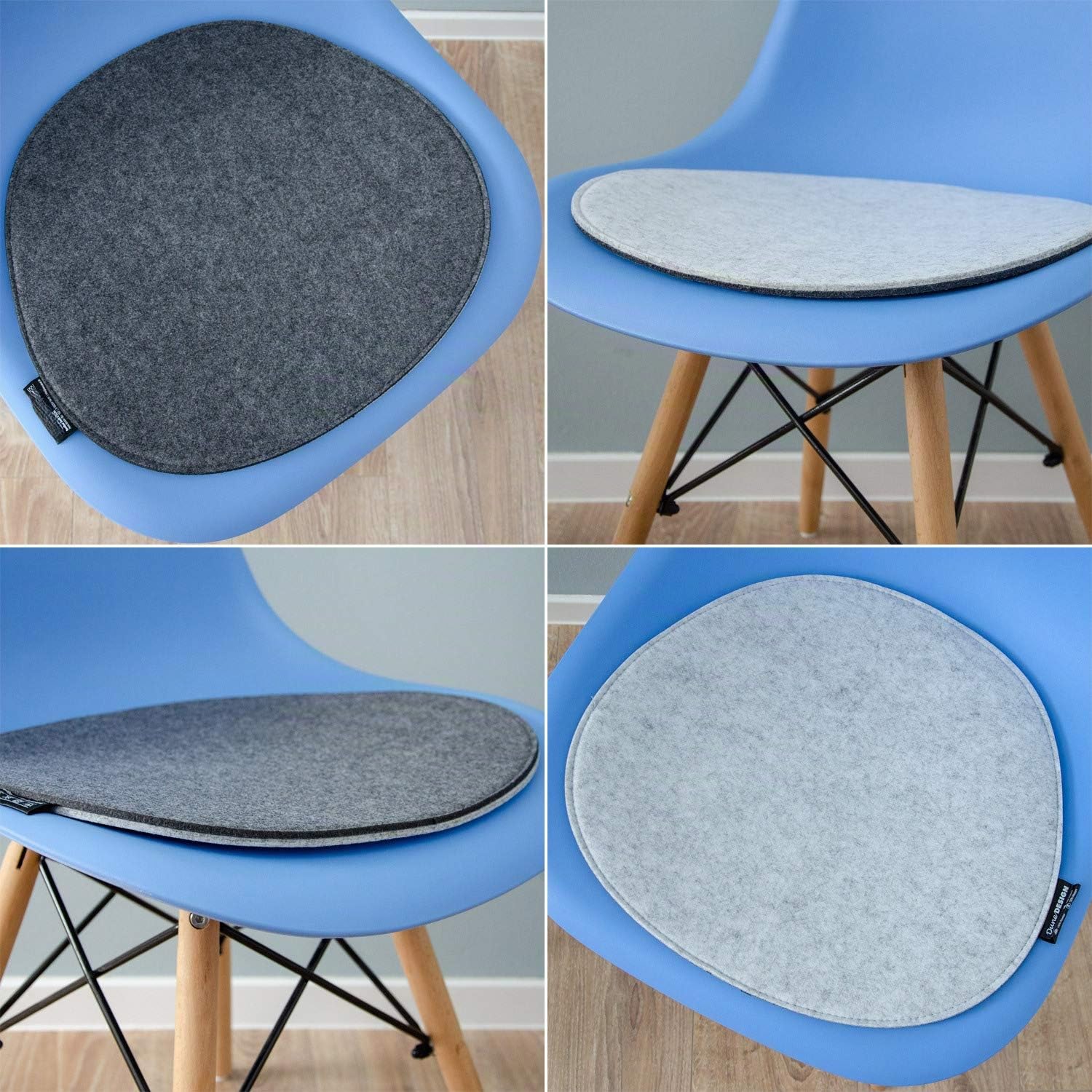 DuneDesign Set di 4 Cuscini per Sedia in Feltro - 40x37x0,8 Cm - Forma Ovale - Protezione Stabile per Seduta - Isolamento Termico - Comfort Duraturo per Cucina Terrazza Giardino - Facile da Pulire