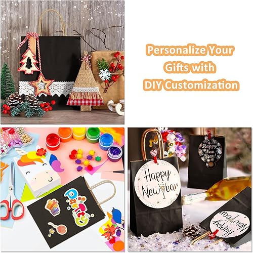 Miniatura 4 de BagDream Bolsas de regalo de 10 x 5 x 13 pulgadas, paquete de 50 bolsas de compras de papel kraft con asas a granel, para compras, venta al por