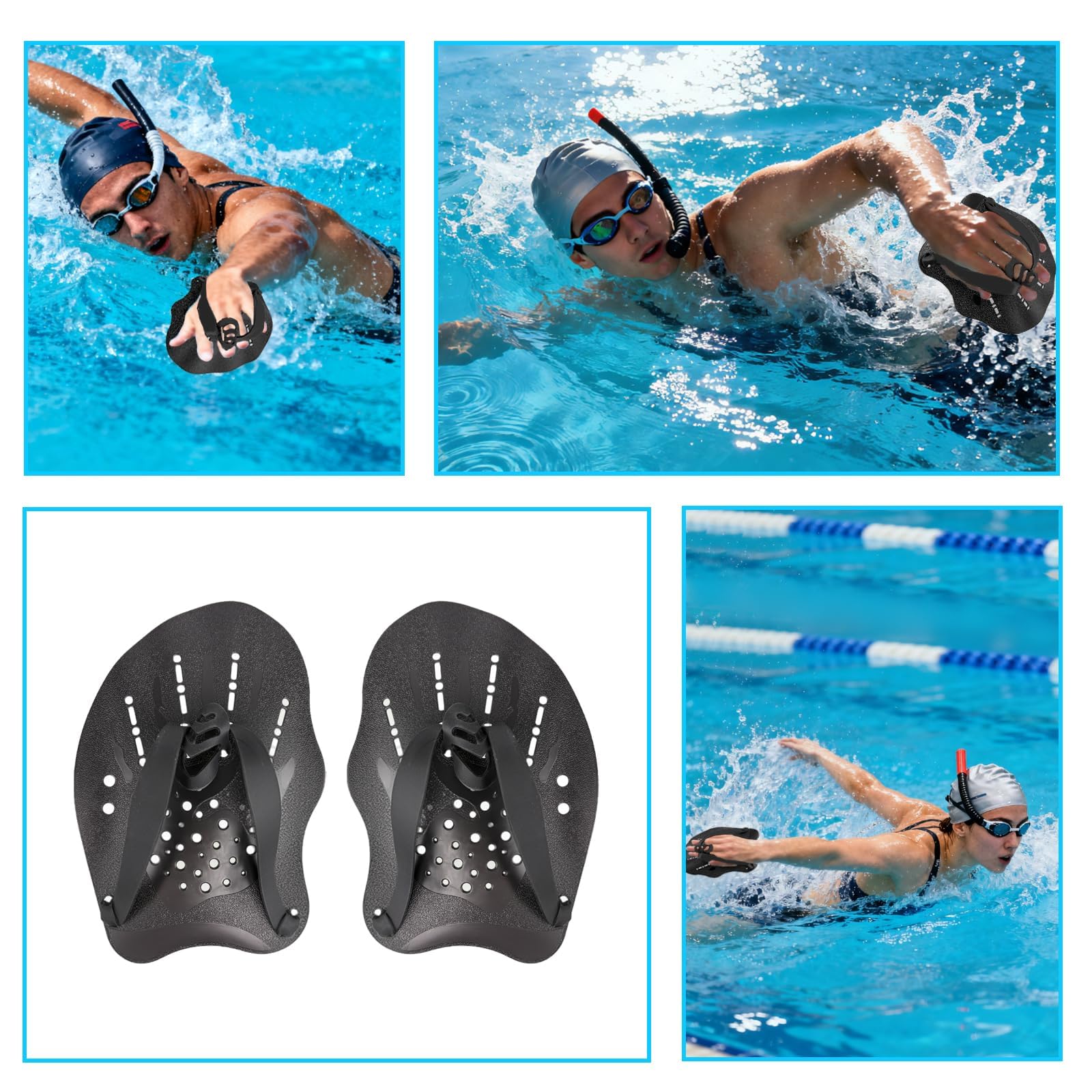 Palas Natacion Piscina Ajustable Palas de Mano para Natacion Entrenamiento Adulto Unisex
