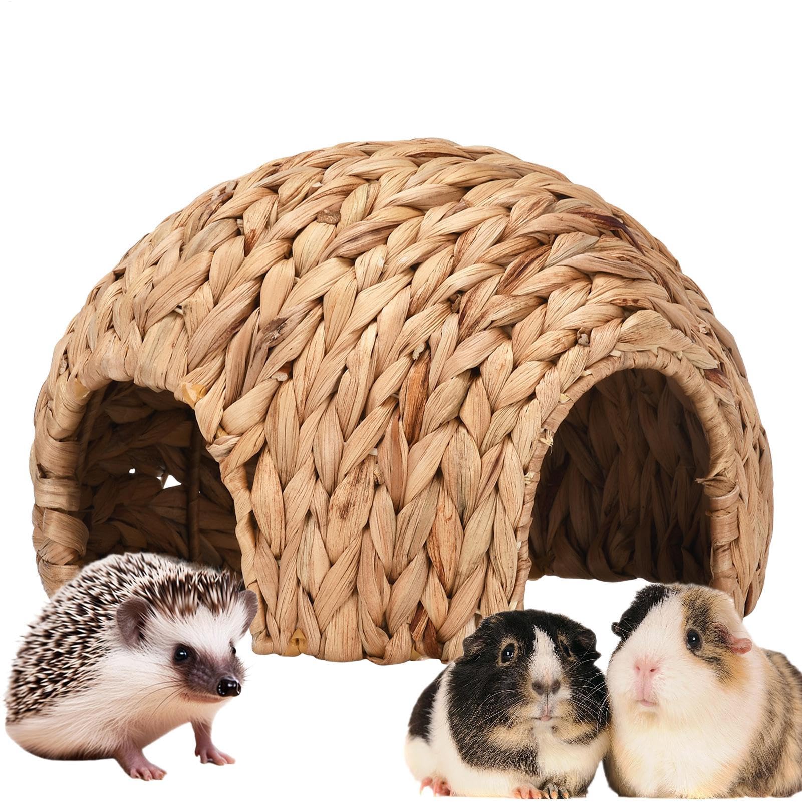 Casa de Conejos | Natural Cattail pequeño Juego de Animales Hideaway | Casa de Conejo Hecha a Mano | Escondite de Conejo para Chinchilla -cobayas