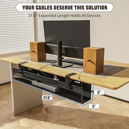 Miniatura 2 de Bandeja de organización de cables para debajo del escritorio, organizador de cables Nonkky debajo del escritorio, 27.6 pulgadas, soporte de