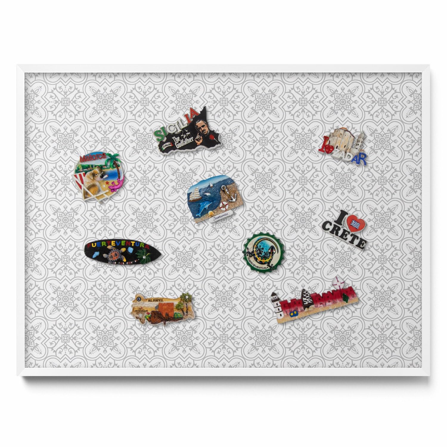 Tulup Lavagna Magnetica 80x60 cm – Bacheca da Parete – – – Design Elegante – Organizzazione & Appunti – Arredo Soggiorno/Ufficio – Planner Giornaliero – Home Office –Regelmäßiges Ornamentmuster