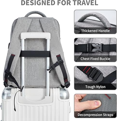 Miniatura 5 de Mochila para laptop para mujeres y hombres, mochila de viaje de negocios con compartimento para laptop, mochila informal para computadora
