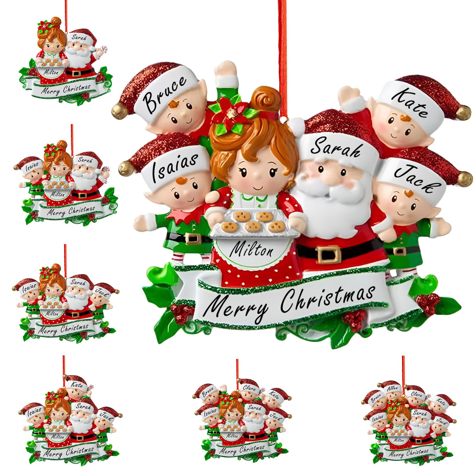 Adornos navideños Personalizados 2024 Familia de 2 a 8 Adornos navideños Nombre Personalizado Regalos Personalizados para árbol de Navidad, Colgante de árbol de Navidad para Fiesta